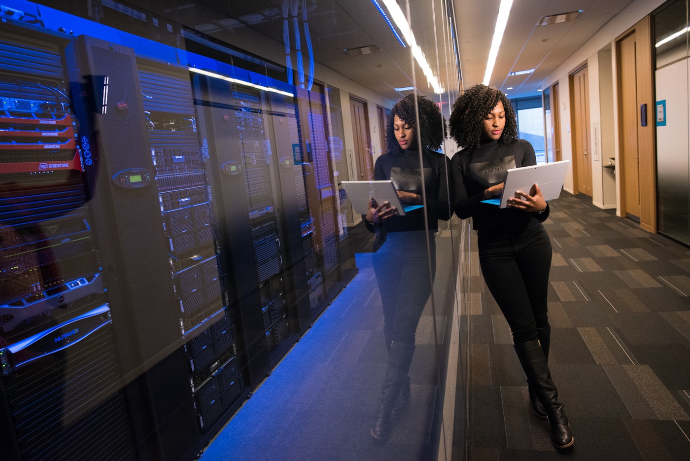Technology specialists checking business infrastructure